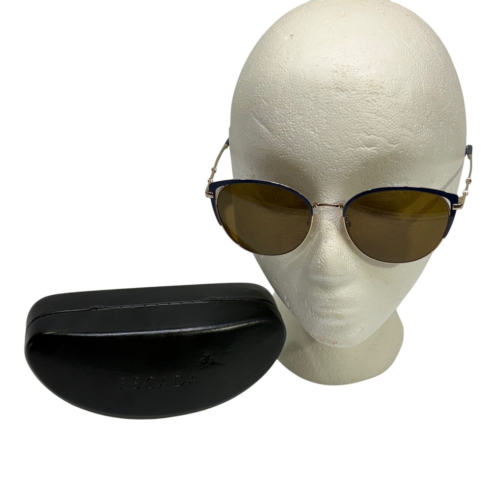 Escada SESB16S Womens Sunglasses Navy Blue Gold Rhinestone Italy 57-17-140